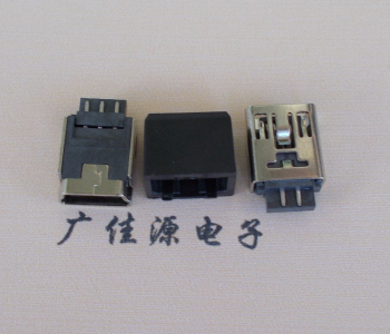 内蒙古MINI USB 5Pin接口 带护套焊线母座 B型180度铜壳