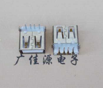 内蒙古USB母座接口 AF90度沉板1.9引脚4P插件白胶芯直边