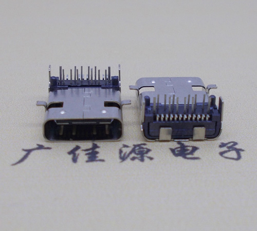 内蒙古板上型type-c24p母座前插后贴，卧式type-c连接器